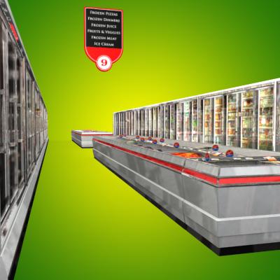 3D Model of Grocery Store Freezer Aisle - 3D Render 1